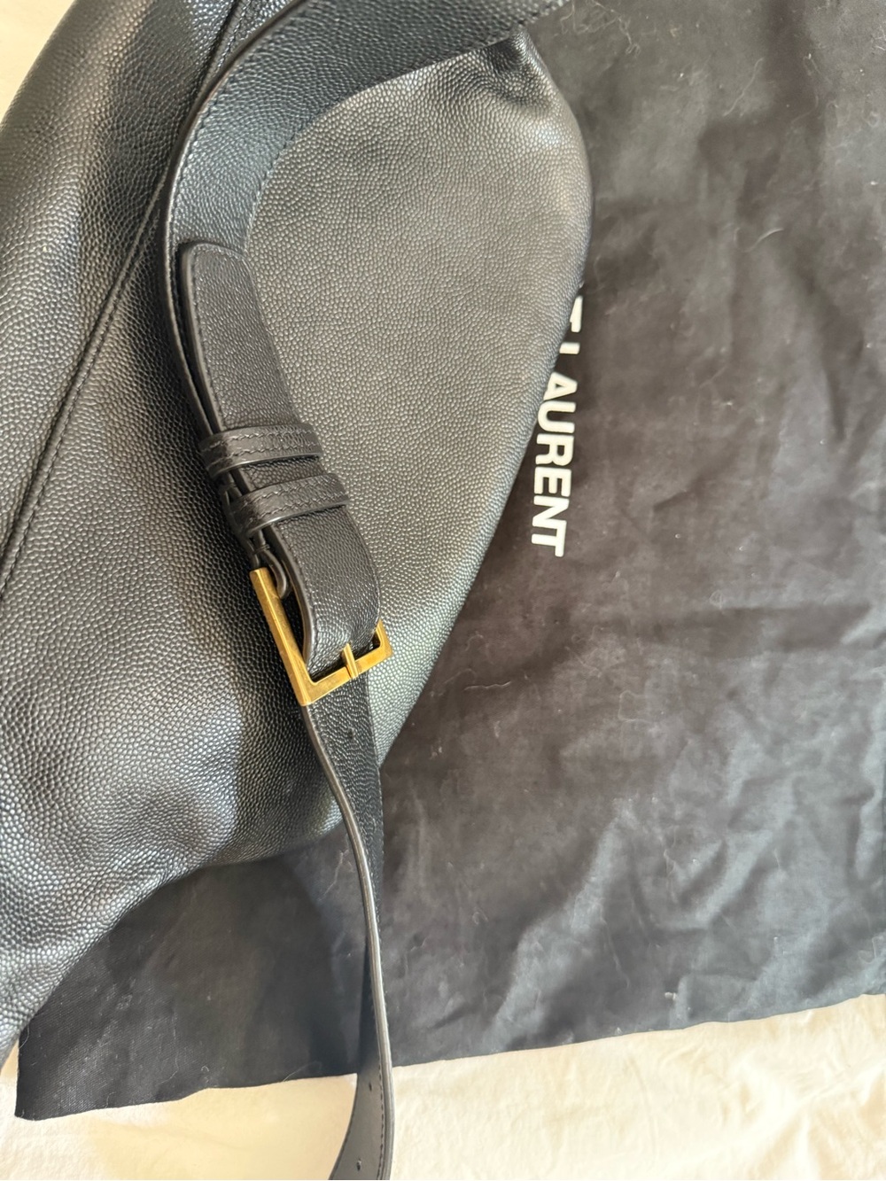 Saint Laurent Black Leather Belt Bag with Gold YSL Hardware - Picture 2 of 8